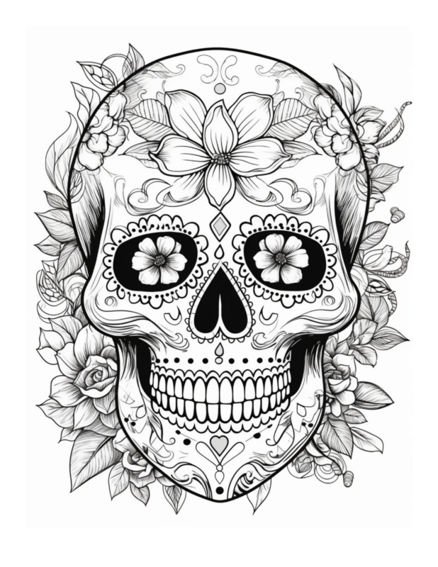 Free Printable Dazzling Dias De Los Muertos - Sugar Skull Coloring Page ...