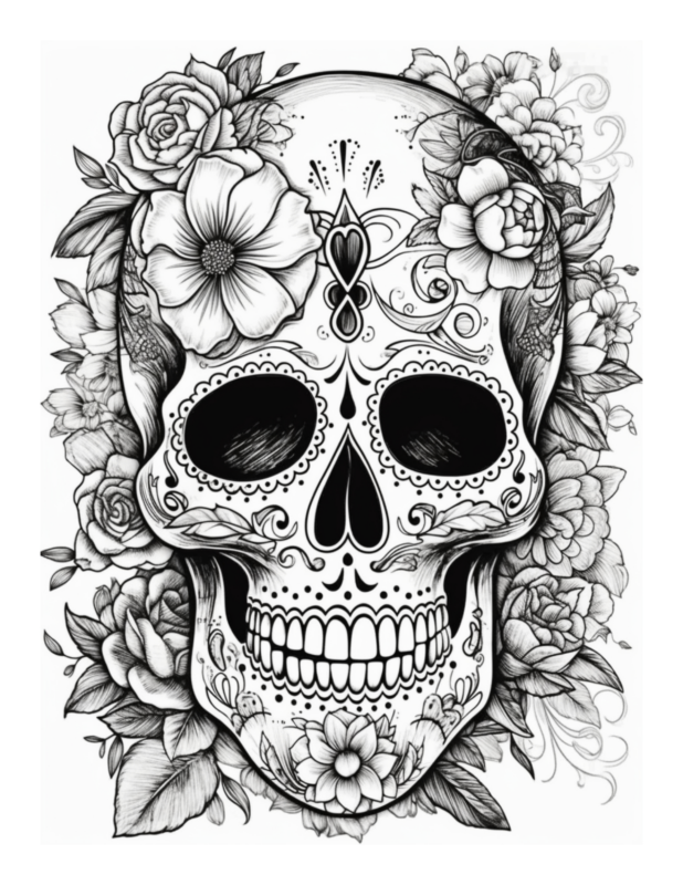 Free Printable Gothic Glamour - Sugar Skull Coloring Page For Kids And ...