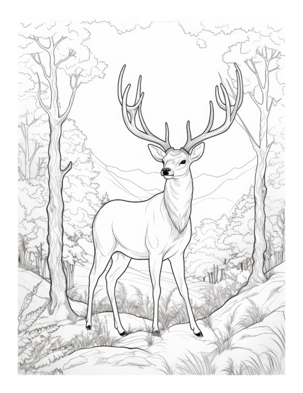 Wilderness Serenity - Free Deer In The Forest Coloring Page | Free ...