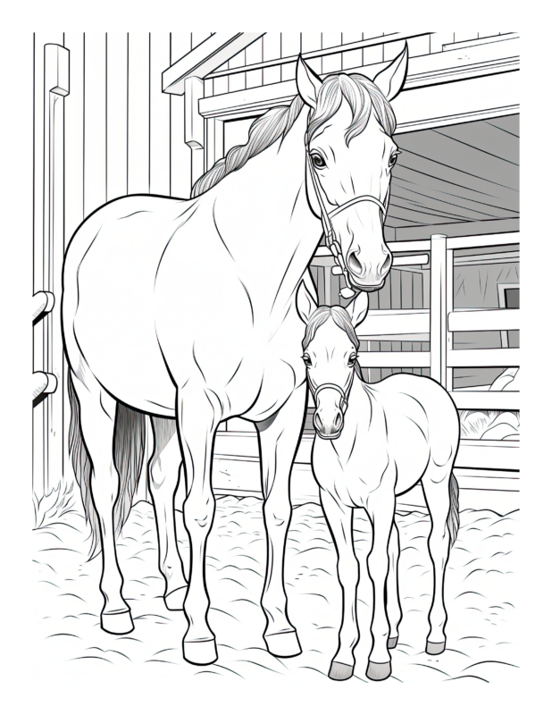 Free Printable Galloping Horses - Coloring Page For Kids And Adults