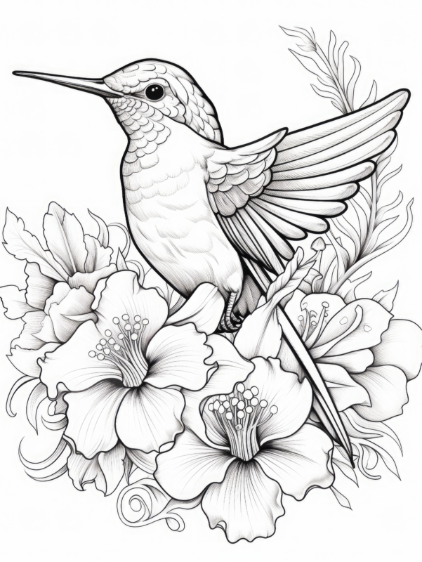 Floral Whispers - Free Hummingbird And Flowers Coloring Page | Free ...
