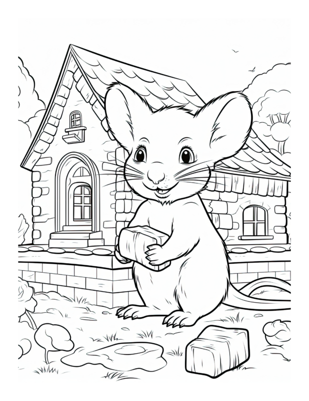 Free Printable Cheesy Delight - Mouse Cheese Coloring Page For Kids And ...