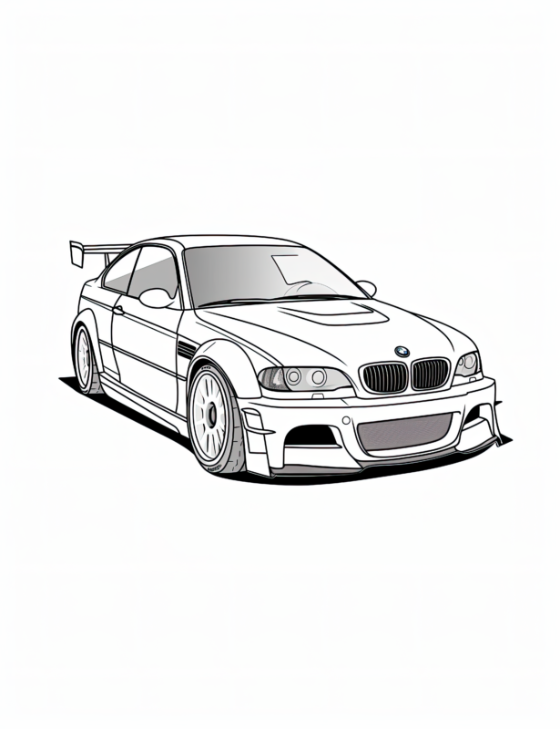 Free Printable BMW M3 GTR Coloring Page For Kids And Adults