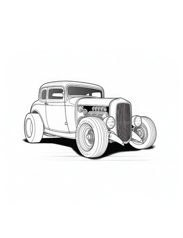 Free Printable Chevy Coupe Hot Rod Coloring Page For Kids And Adults