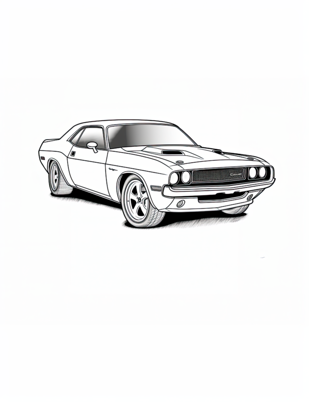 Dodge Challenger Hellcat Coloring Page - Printable