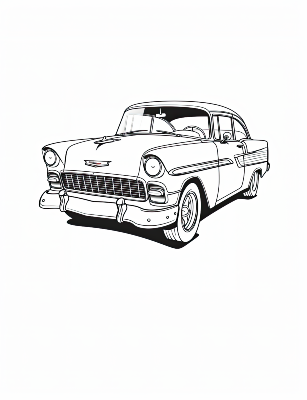 Retro Chevrolet Bel Air Free Coloring Page | Free Coloring Adventure