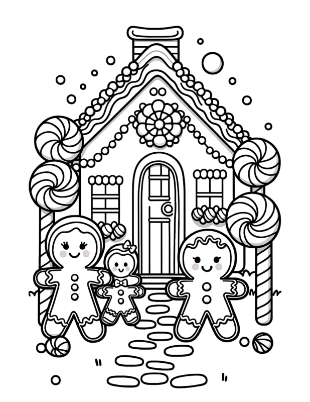 Free Printable Holiday Togetherness - Gingerbread Family Coloring Page ...