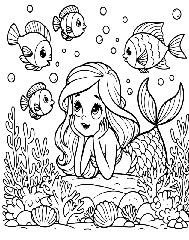 Free Printable Little Mermaid Coloring Page For Kids And Adults