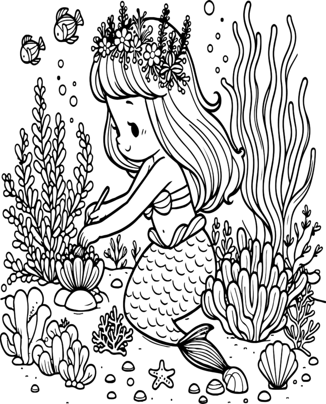 Free Printable Little Mermaid Coloring Page For Kids And Adults