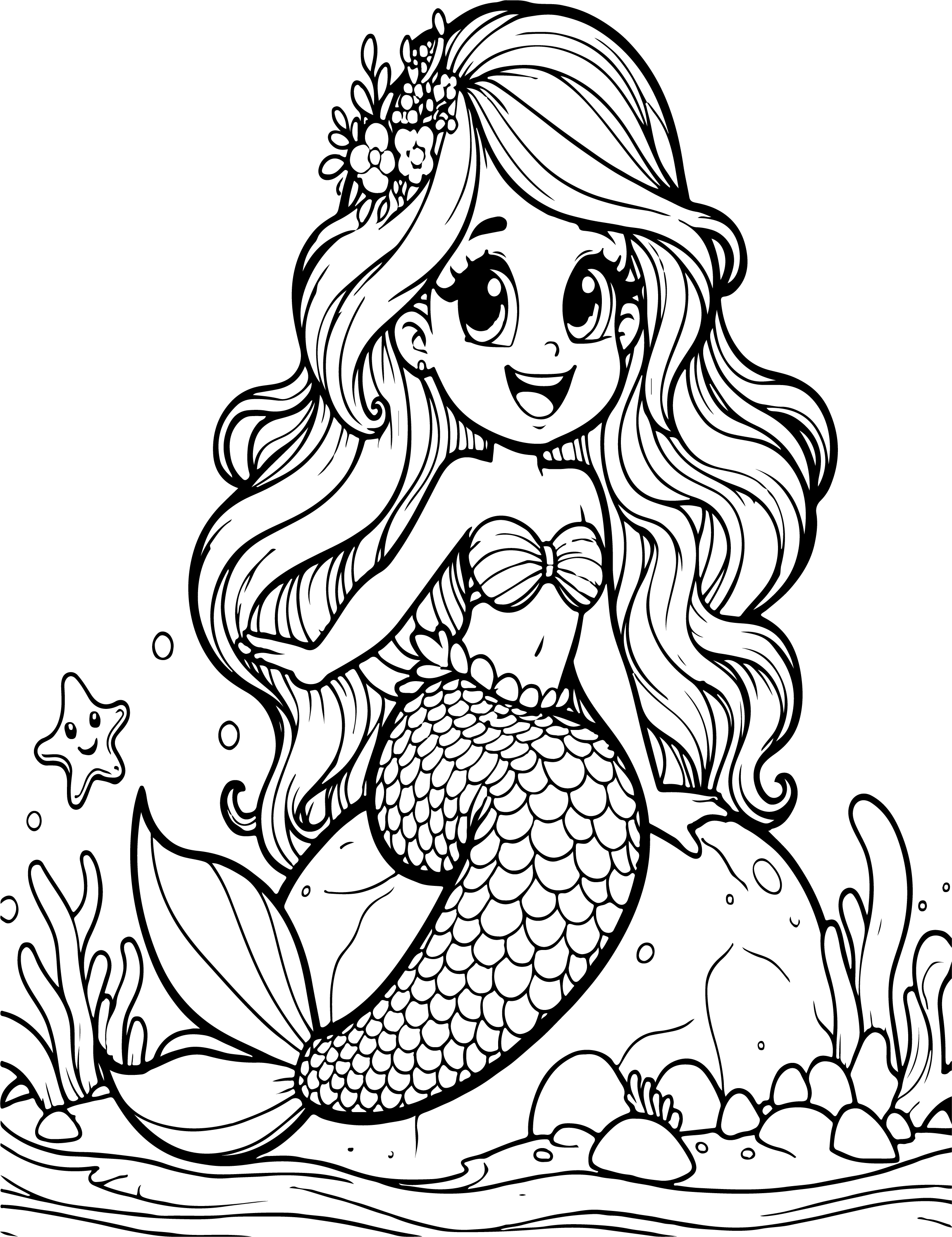 Free Printable Little Mermaid Coloring Page For Kids And Adults