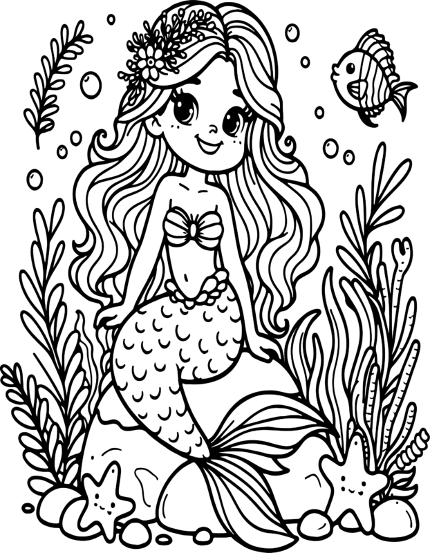 Free Printable Little Mermaid Coloring Page For Kids And Adults