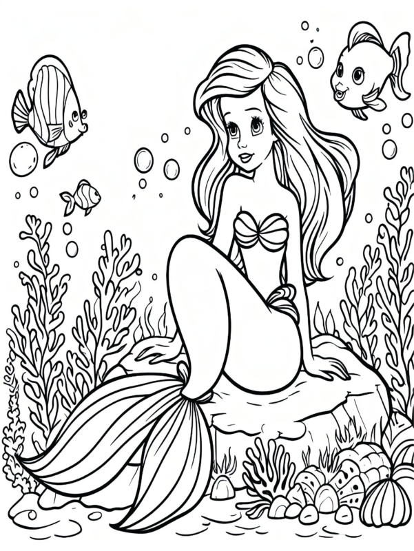 Free Printable Little Mermaid Coloring Page For Kids And Adults