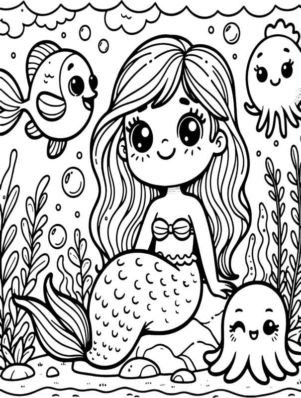 Free Printable Little Mermaid Coloring Page 47 For Kids And Adults