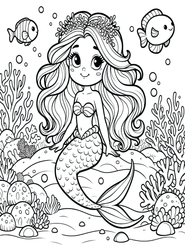 Free Printable Little Mermaid Coloring Page 51 For Kids And Adults