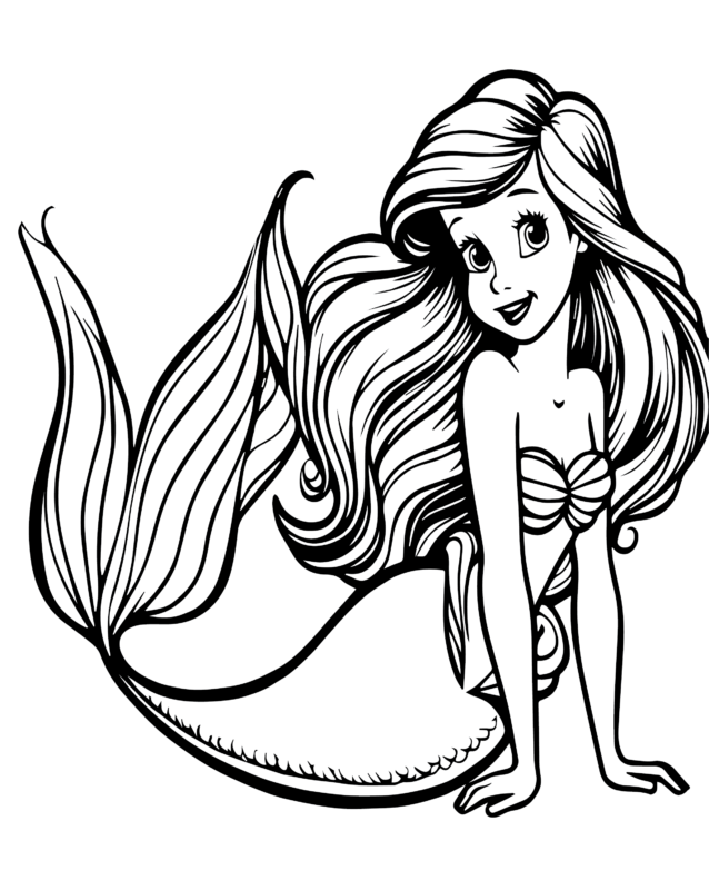 Free Printable Little Mermaid Coloring Page For Kids And Adults