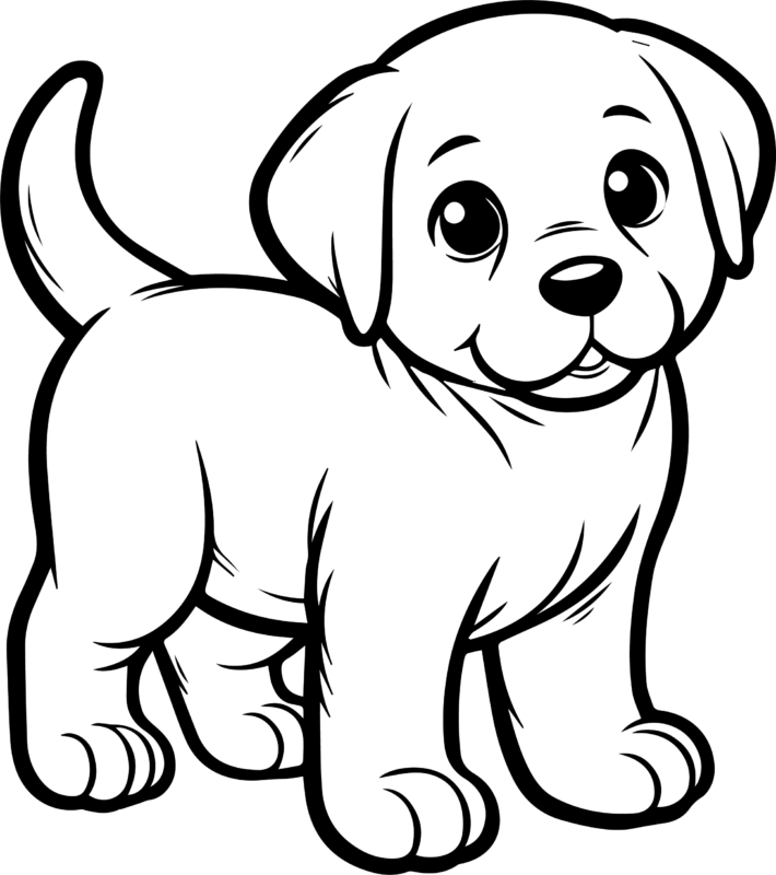 Free Printable Tail-Wagging Fun - Labrador Retriever Puppy Coloring