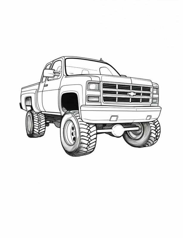 Free Printable Chevrolet Silverado Coloring Page For Kids And Adults